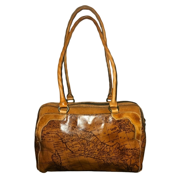 Patricia Nash Tan Map Print Satchel